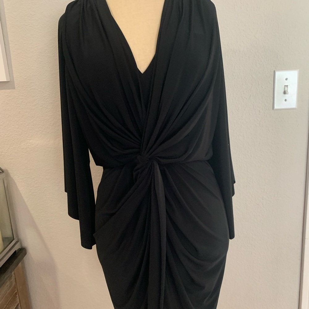 MISA los angeles Black V neck mini dress